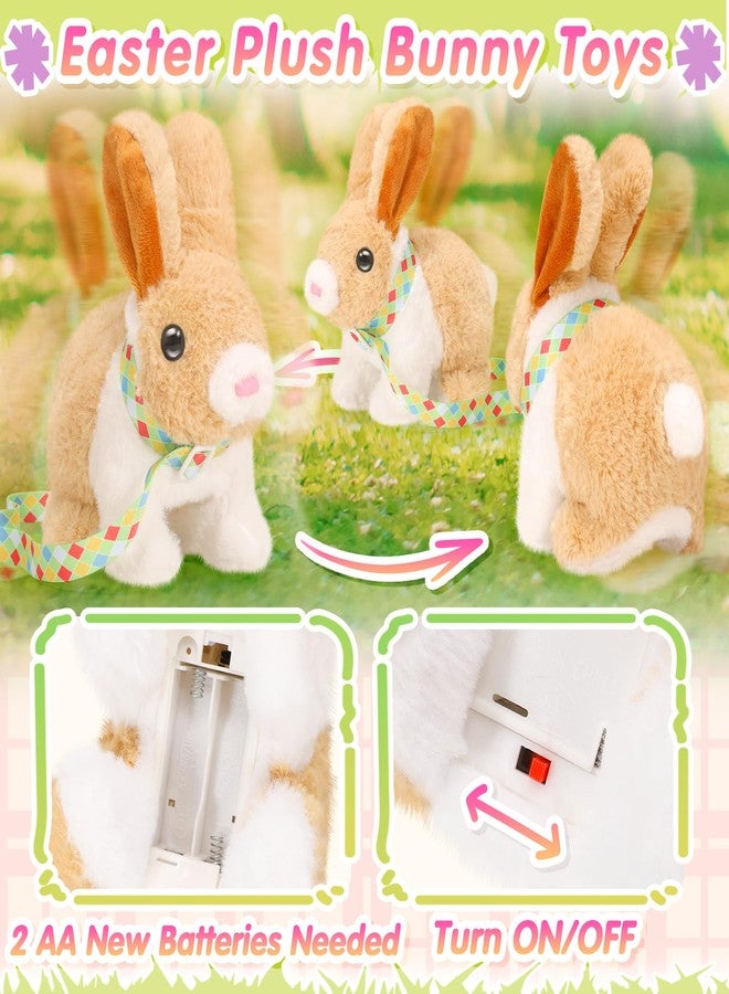 Tagitary Plush Easter Bunny Toys for Kids,Hopping Interactive Rabbit with Leash,Golden Egg,and Wind Up Toys,That Making Sounds,Wiggling Ears,Twitching Nose,Easter Basket Stuffers Gift for Toddlers - Image 2